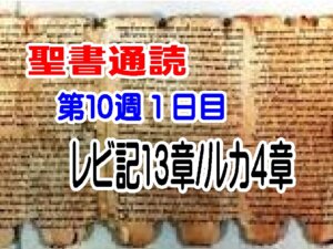 【聖書通読第１０週１日目】神様はわたしたちを汚れや束縛の中に放置せず、光の下で扱い、回復へ導かれる（レビ記13章／ルカ4章）