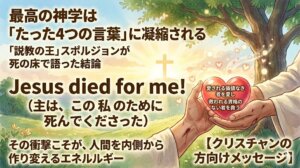 最高の神学は「たった4つの言葉」に凝縮される『Jesus died for me!』です。