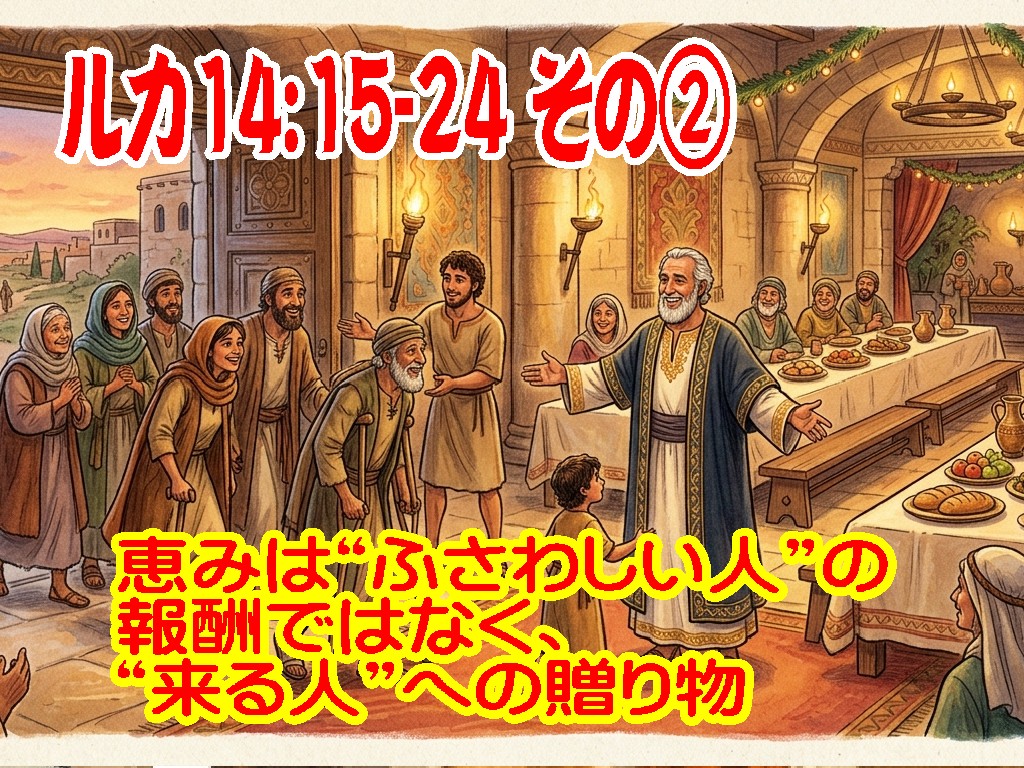 【 ルカ14:16-24 その➁ 】 恵みは“ふさわしい人”の報酬ではなく、“来る人”への贈り物